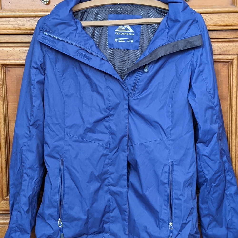 Zerxposur indigo raincoat NWOT
